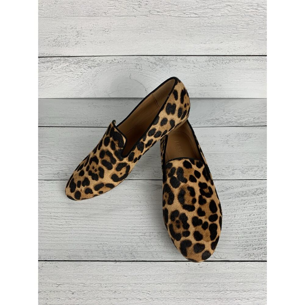 J.Crew Shoes Women's 6.5 Black Brown Leopard Print Calf Hair Flats Shoes Loafer